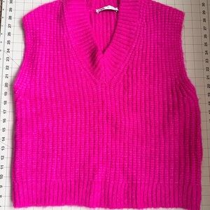 Zara Bright Pink V-Neck Sweater Vest